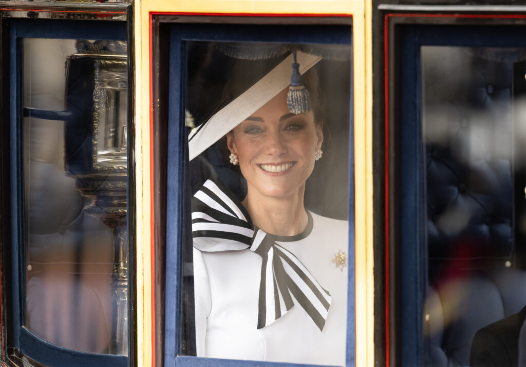 Princess Catherine (AKA Kate Middleton) arriving at the 2024 Trooping the Colour parade. 